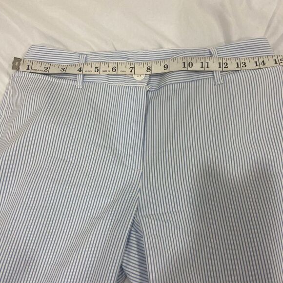 Talbots perfect crop white&blue stripped pants 3 buttons at ankle length size 2 - Picture 6 of 6
